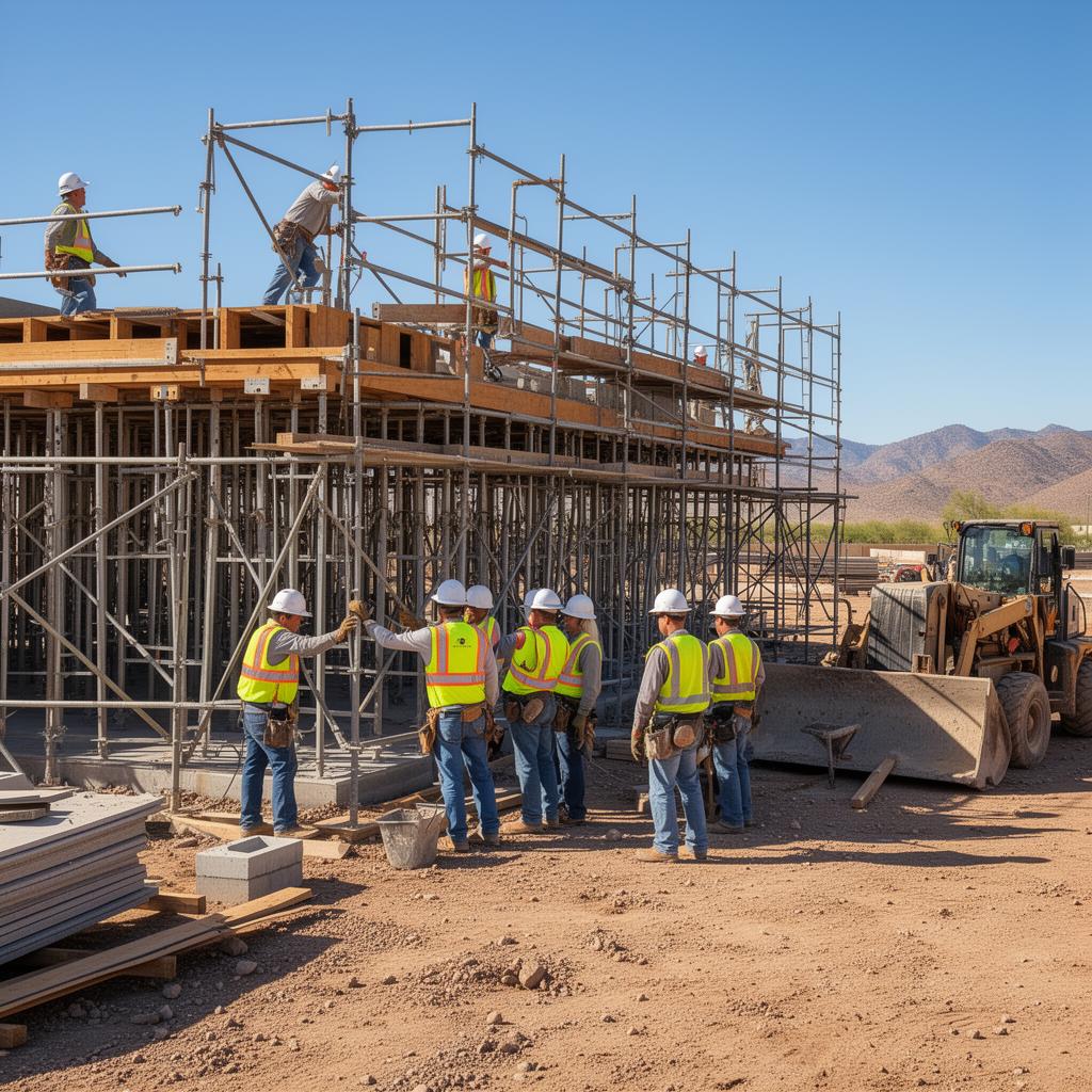 BullrunBuild construction crew reviewing plans on a jobsite
